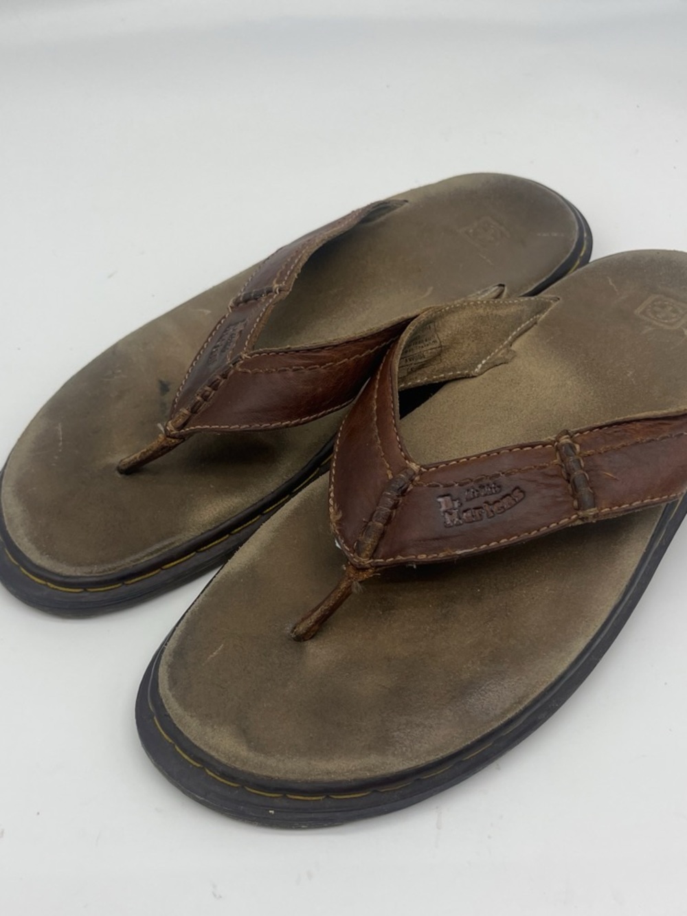 Dr martens Brown Leather Flip-Flop Sandals - Men